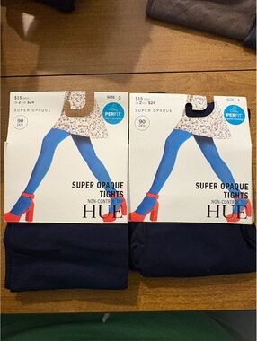 Hue Super Opaque Navy Tights Size 3 90 DEN-P1